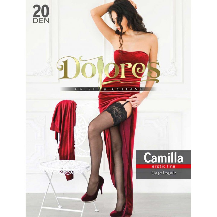 Чулки под пояс DOLORES Camilla 20 erotic line, 1/2, red(красный)