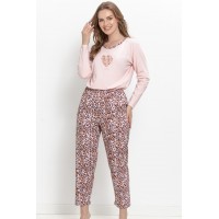 3622 PIŻAMA DAMSKA DŁUGA PINKI M-XL