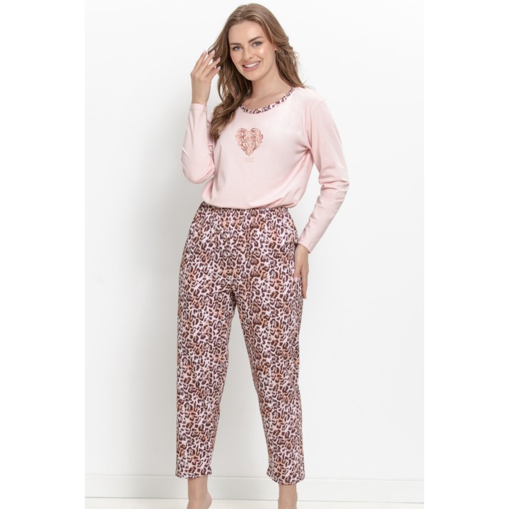 3622 PIŻAMA DAMSKA DŁUGA PINKI M-XL