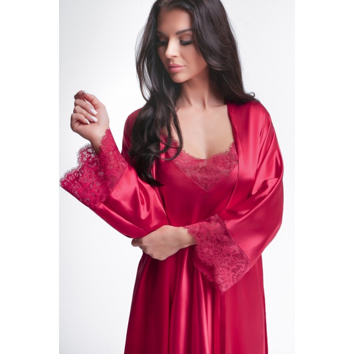 Атласний халат 006 Червоний оксамит