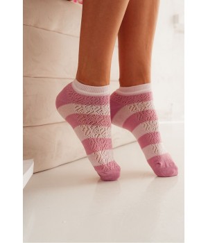 Женские ажурные полосатые носки до щиколотки 1504.003