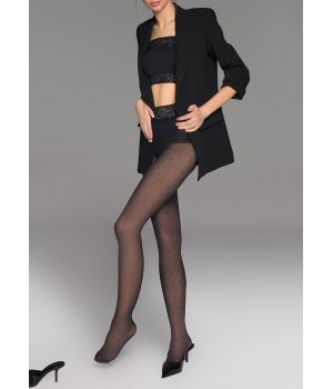 Жіночі колготки в горох з кружевним поясом на силіконі marilyn dream line d03 1/2