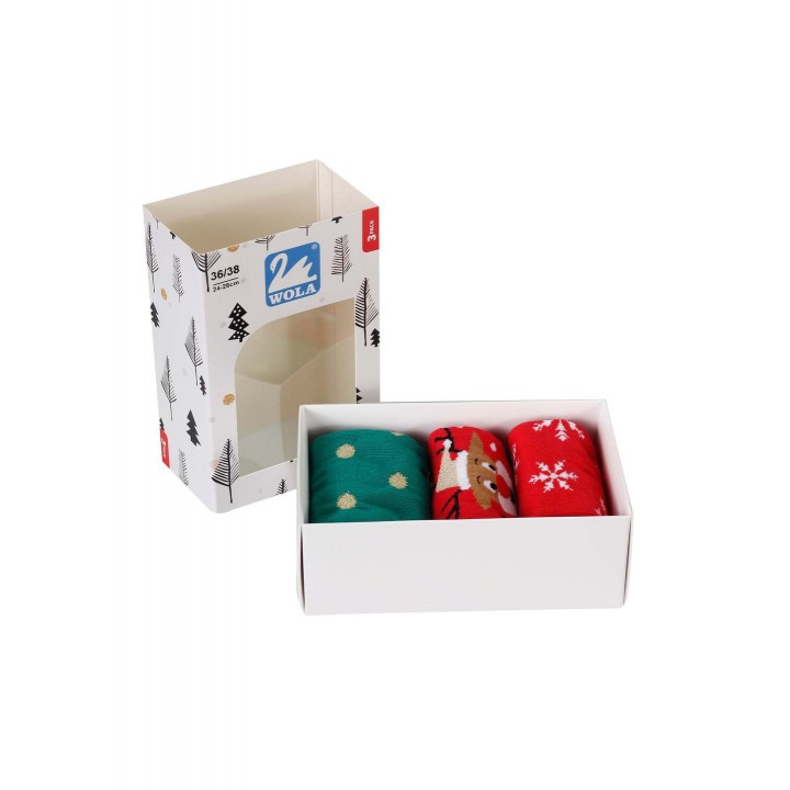 Жіночі гладкі шкарпетки новорічні Wola wz 993 women 39-41