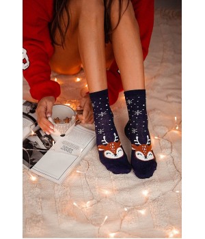 Жіночі гладкі шкарпетки новорічні Milena 1283 37-41