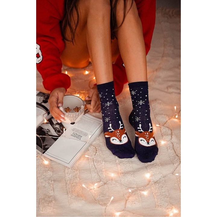 Жіночі гладкі шкарпетки новорічні Milena 1283 37-41