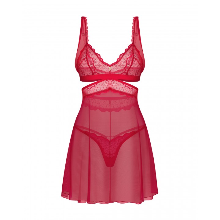 Комплект obsessive Cupide Desir babydoll Красный L/XL