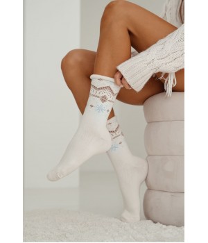 Жіночі гладкі шкарпетки новорічні махрові Milena 0118.011 37-41