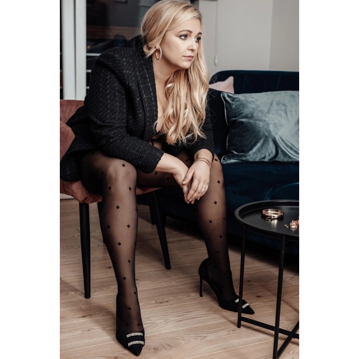 Жіночі колготки великого розміру з узором mona queen diamond rain 30 den 5