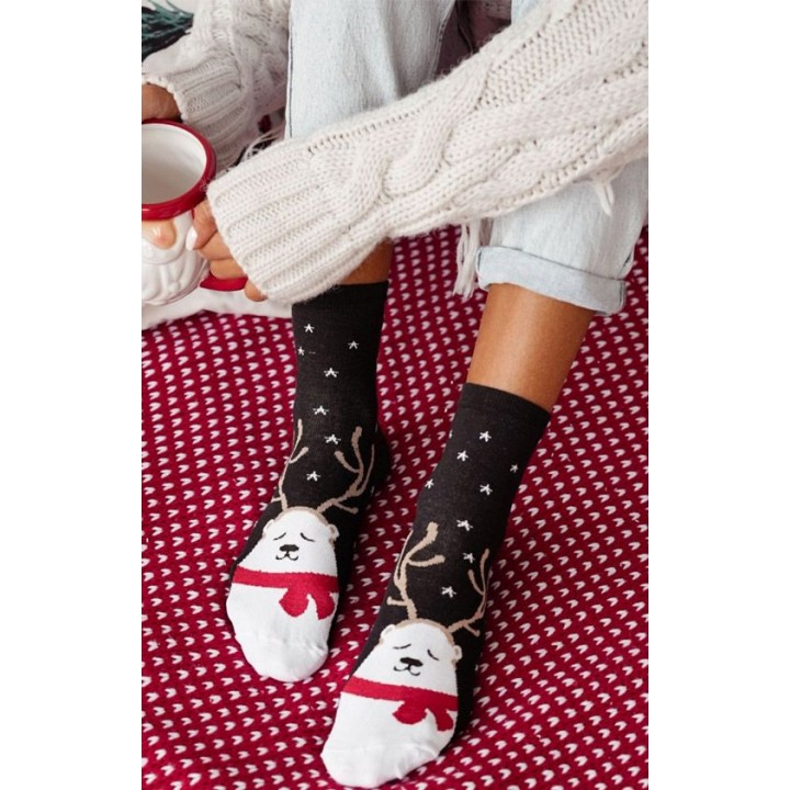 Жіночі гладкі шкарпетки новорічн Milena 1283.023 37-41