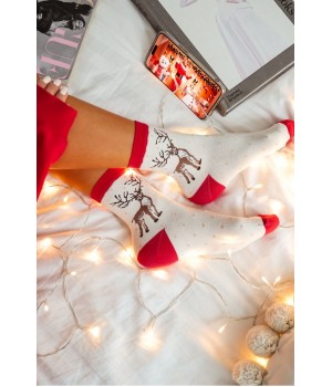 Жіночі гладкі шкарпетки новорічні Milena 1283.021 37-41