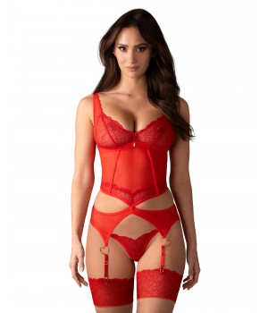Комплект obsessive Cupide Desir corset Красный L/XL