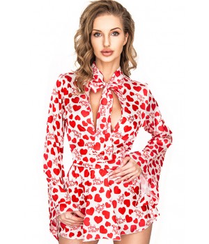 Пеньюар anais Inezza short robe Бело-красный XXL/XXXL