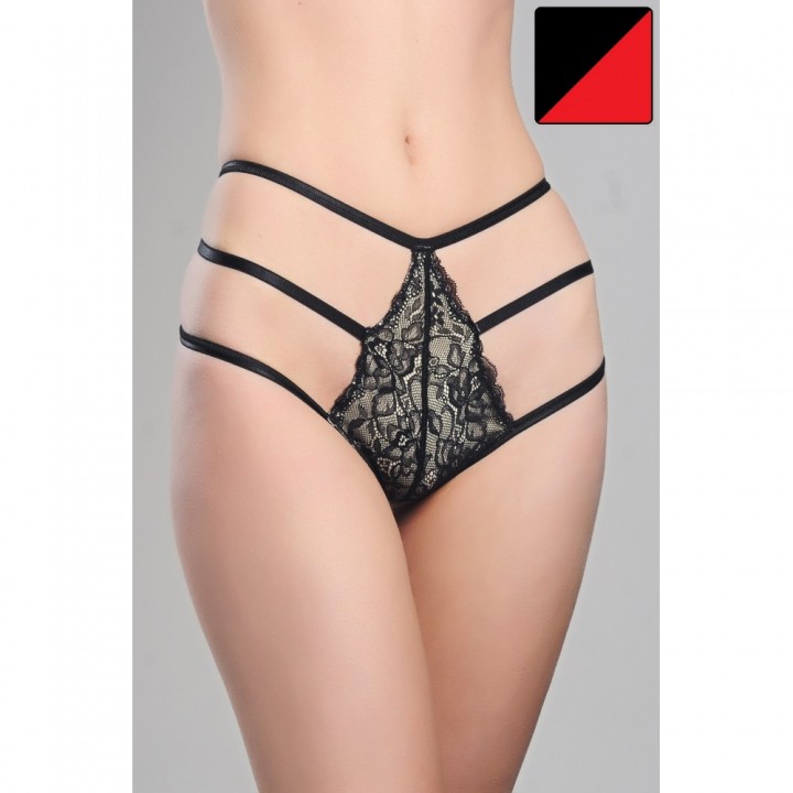 Трусики жіночі труси стрінги, T-стрінги ORO STR-515 nero/rosso S/M