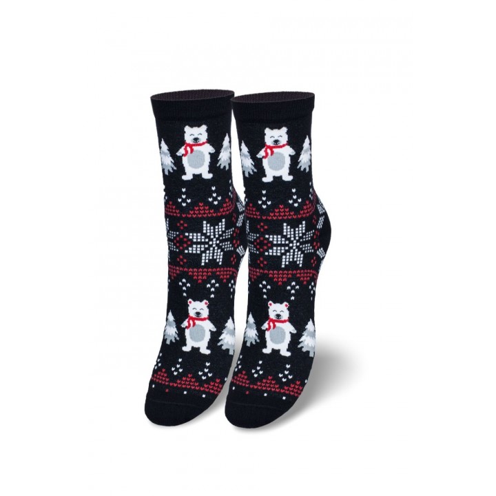 Жіночі гладкі шкарпетки новорічні Milena 1283.017 37-41