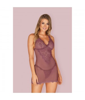 Комплект obsessive Emperita chemise & thong berry S/M