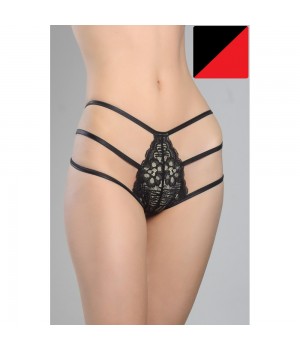 Трусики жіночі труси стрінги, G-стрінги ORO STR-508 nero/rosso S/M