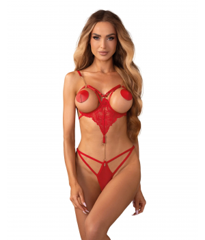 Еротичне боді Obsessive Matildea body otwarte czerwony L/XL