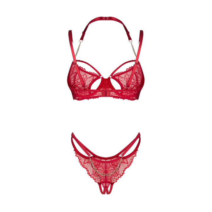 Комплект obsessive Matildea komplet 2-czesciowy otwarty czerwony S/M