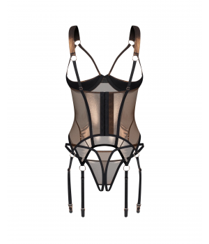 Комплект obsessive Soranna gorset i stringi otwarte złoty L/XL