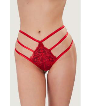 Трусики жіночі труси стрінги, T-стрінги ORO STR-515 rosso/nero S/M