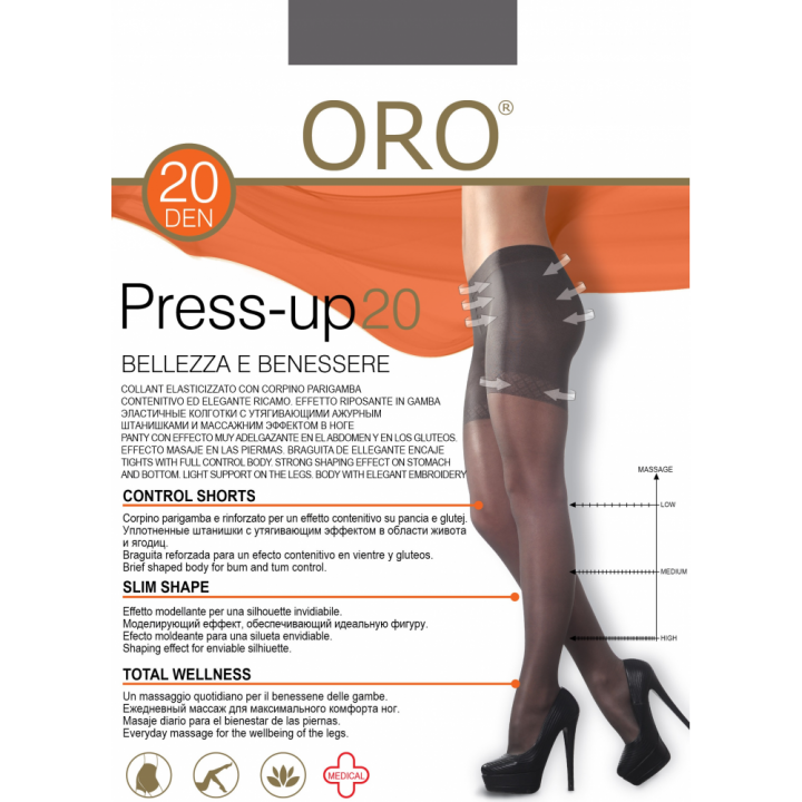 Корекційні жіночі колготки корегуючі ORO PRESS-UP 20 DEN fumo 3