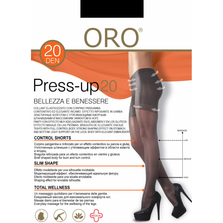 Корекційні жіночі колготки корегуючі ORO PRESS-UP 20 DEN nero 4
