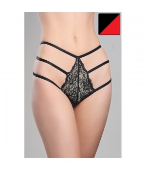 Трусики жіночі труси стрінги, T-стрінги ORO STR-515 nero/rosso L/XL