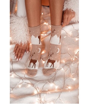 Жіночі гладкі шкарпетки новорічні Milena 1283.005 37-41