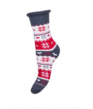 Жіночі гладкі шкарпетки новорічні махрові Milena 0118.001 37-41