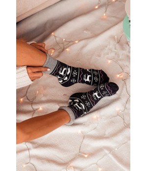 Жіночі гладкі шкарпетки новорічні махрові Milena 0118.003 37-41