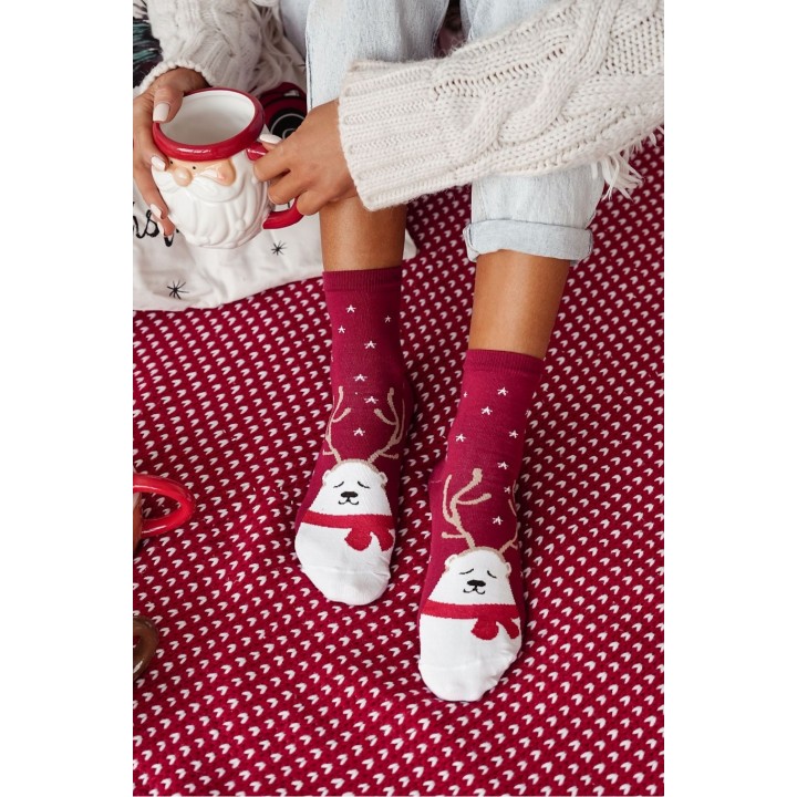 Жіночі гладкі шкарпетки новорічн Milena 1283.023 37-41