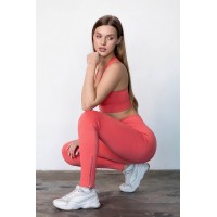 Легінси жіночі обтислі Flexit Urban Chic, декоративні блискавки знизу штанин, високий пояс coral S