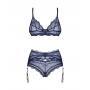 Комплект obsessive Nightly Blue komplet 3-częściowy M/L