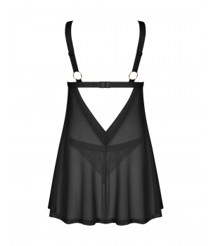 Сорочка і стрінги Obsessive Elianes babydoll czarna M/L