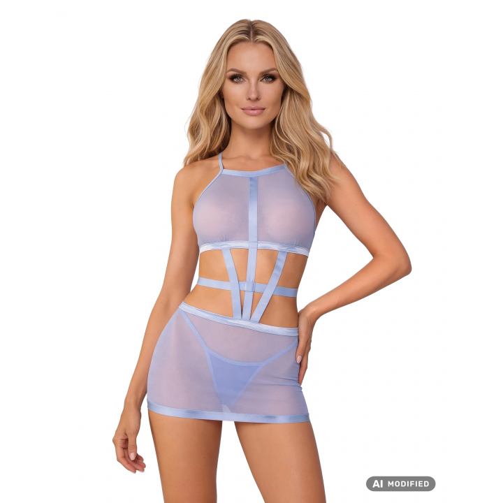 Сорочка і стрінги Obsessive Shaderi sukienka i stringi XS/S