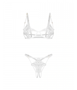 Комплект obsessive Luise Sublim White komplet 2-cz otwarty S/M