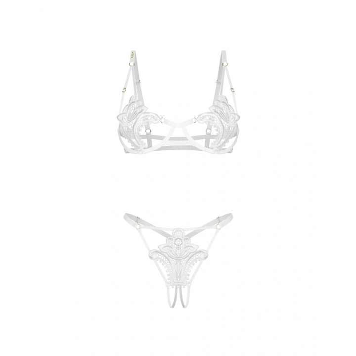 Комплект obsessive Luise Sublim White komplet 2-cz otwarty S/M