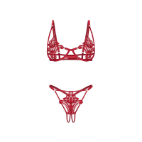 Комплект obsessive Luise Sublim Red komplet 2-cz otwarty S/M