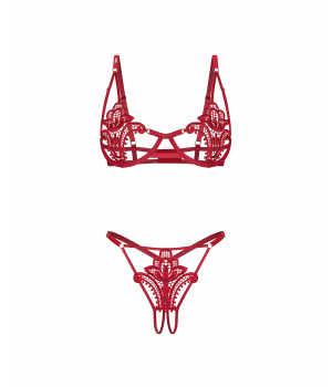 Комплект obsessive Luise Sublim Red komplet 2-cz otwarty S/M