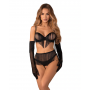 Комплект obsessive Rossay Black komplet 4-częściowy otwarty L/XL