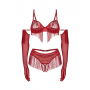 Комплект obsessive Rossay Red komplet 4-częściowy otwarty L/XL