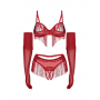 Комплект obsessive Rossay Red komplet 4-częściowy otwarty L/XL