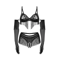 Комплект obsessive Rossay Black komplet 4-częściowy otwarty 2XL/3XL