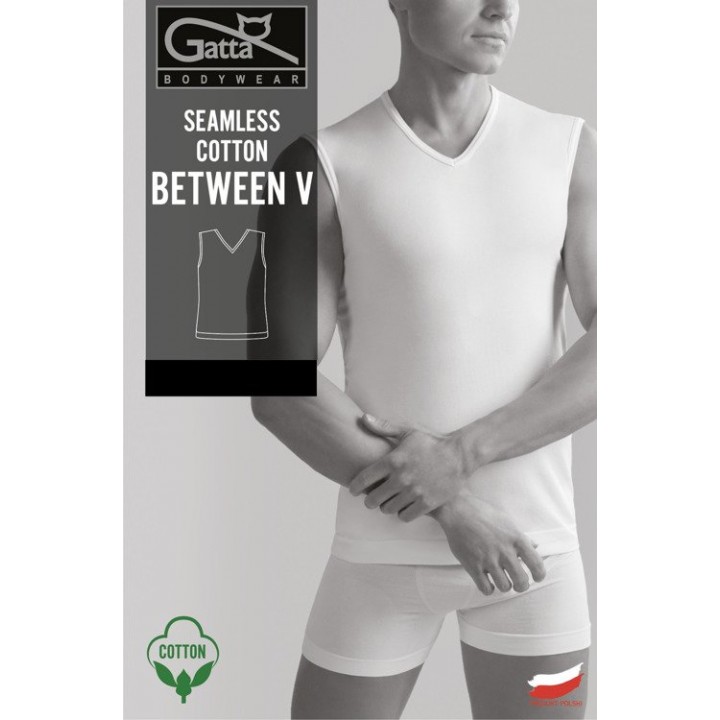 Белая бесшовная хлопковая футболка GATTA BETWEEN V / размер