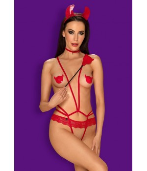 Боді obsessive Evilia teddy red L/XL