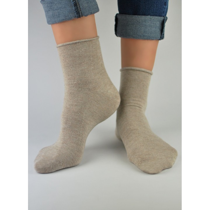 ШКАРПЕТКИ NOVITI SB022-W-02 З ЛЮРЕКСОМ БЕЖЕВИЙ 35-38