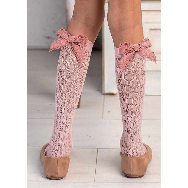 PODKOLANÓWKI KNITTEX LACEY AŻUROWE COTTON-CANDY 18-22