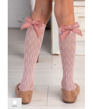 PODKOLANÓWKI KNITTEX LACEY AŻUROWE BIANCO 18-22