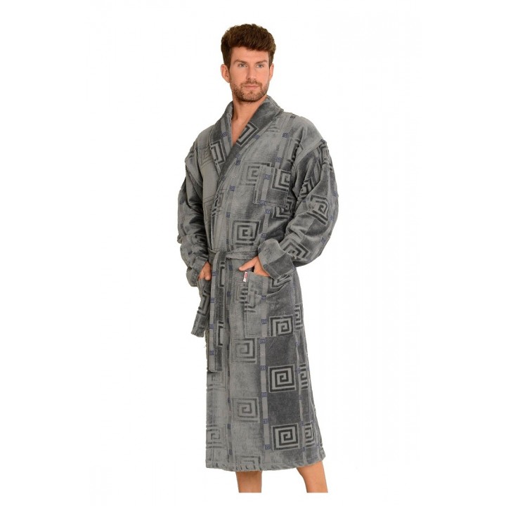 DE LAFENSE BATHROBE 803 TERRY M gray-Greek