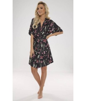 DE LAFENSE BATHROBE 638 LURDES M black - pink